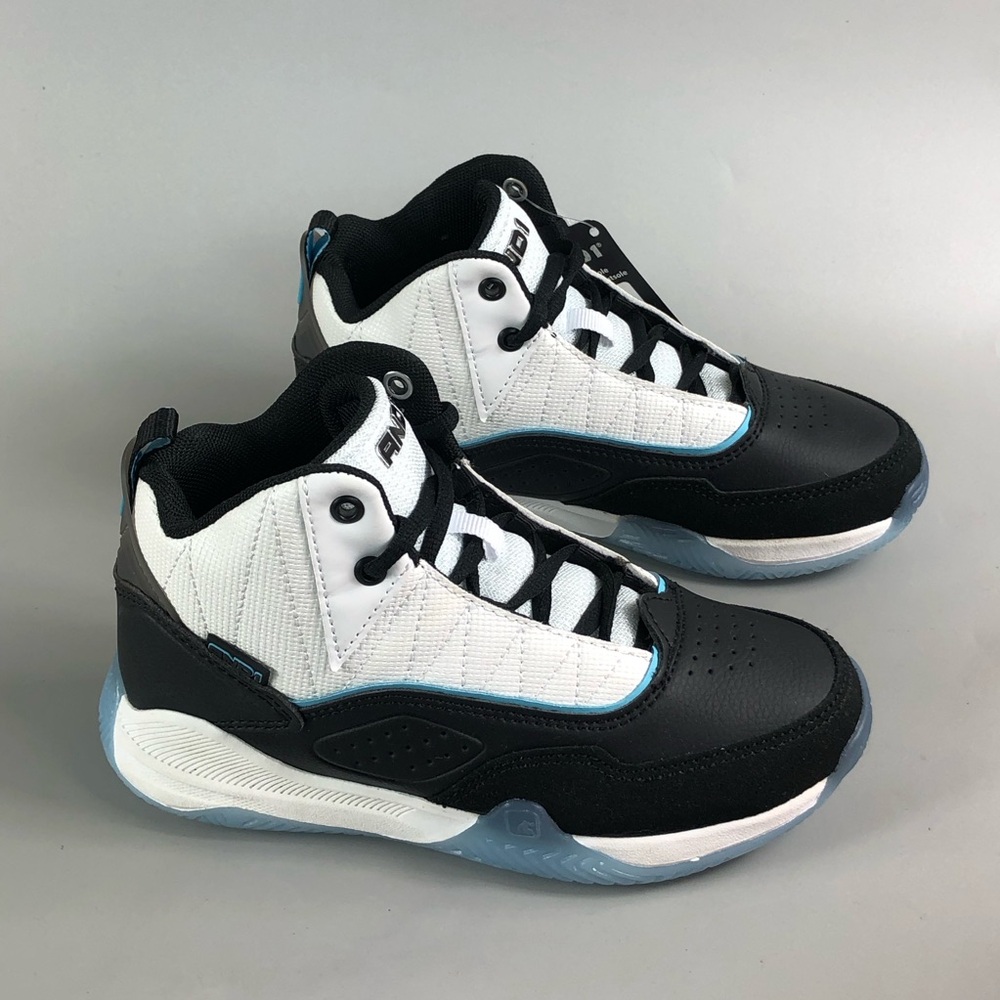 And1 Black White and Light Blue High-Top Sneakers Size 2